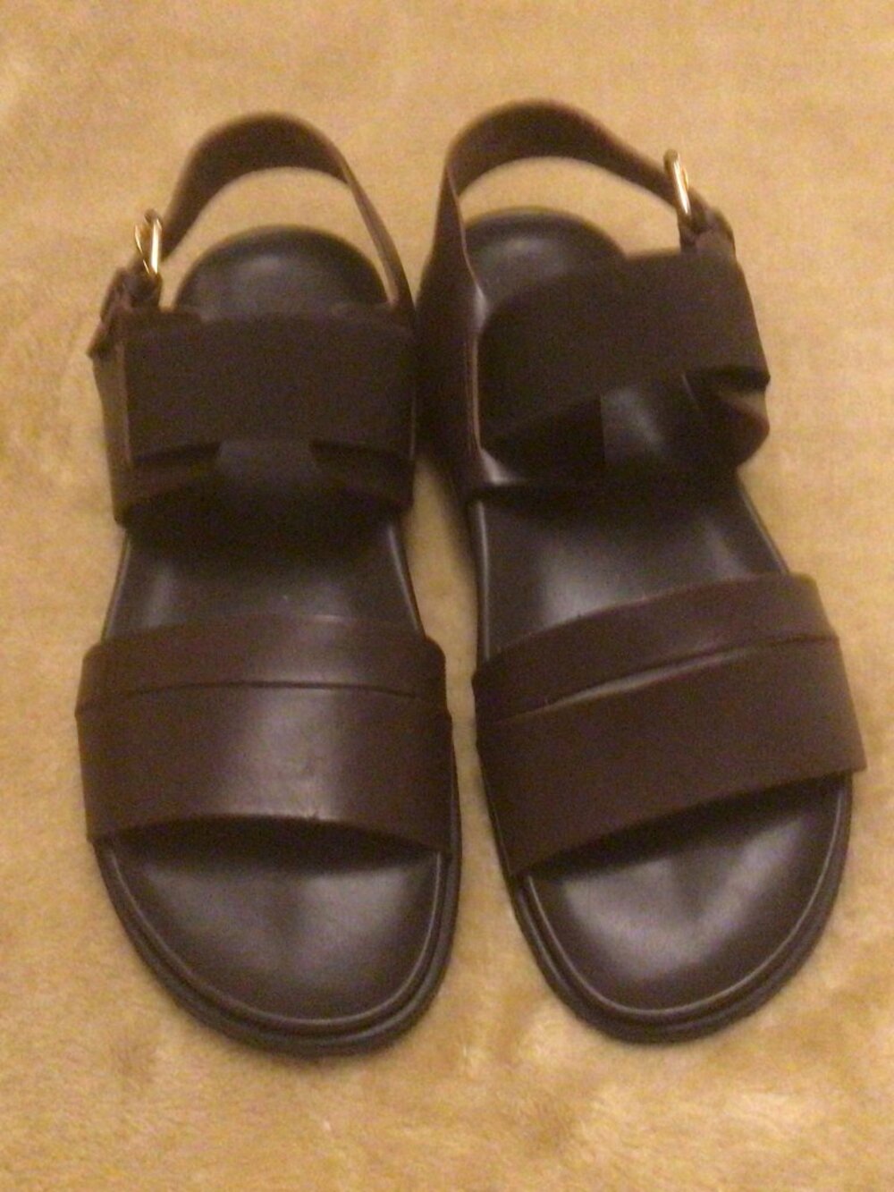 Made in Italy genuine leather brown sandals size US 13